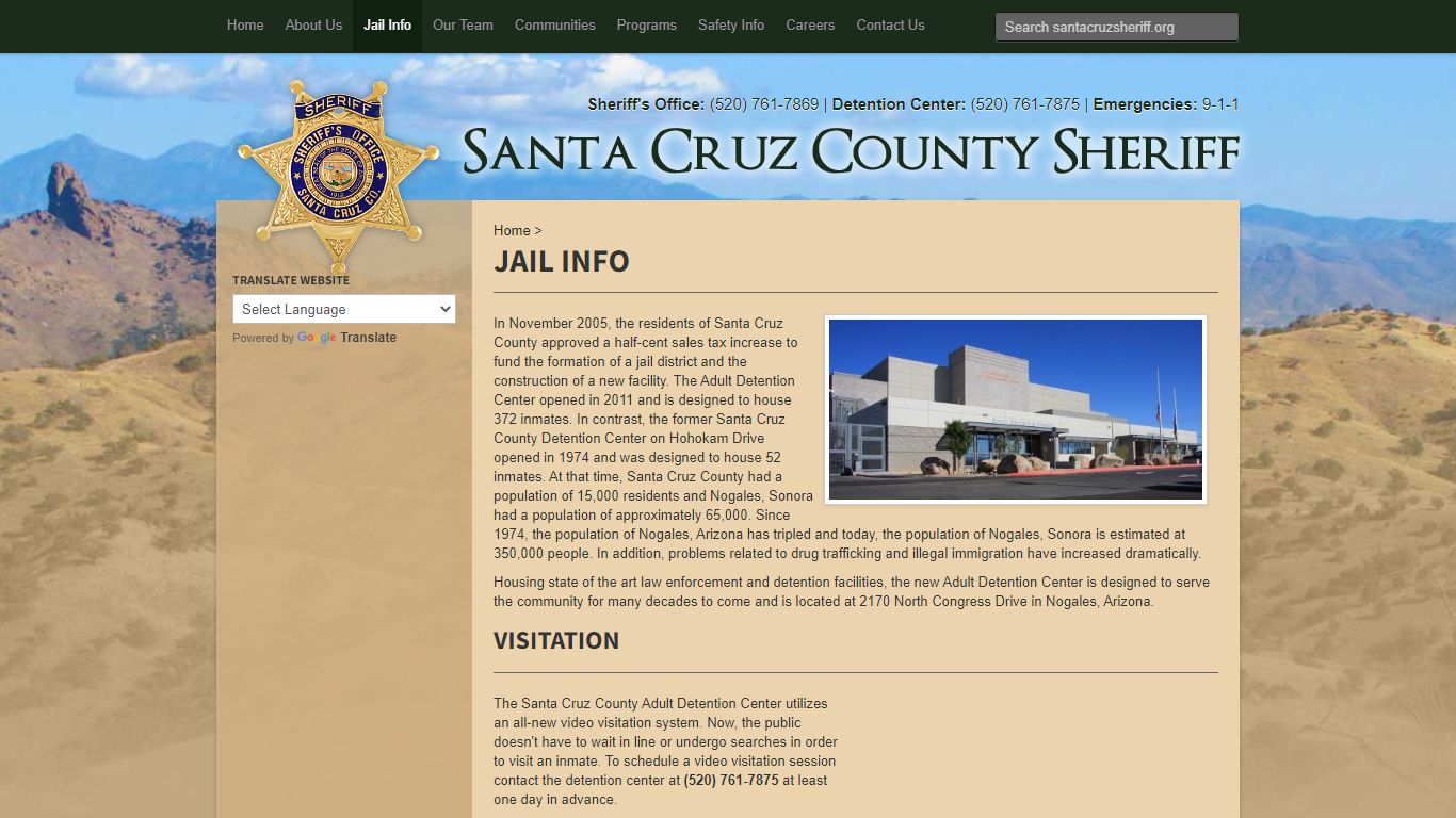 Jail Info :: Santa Cruz County Sheriff - Santa Cruz, AZ