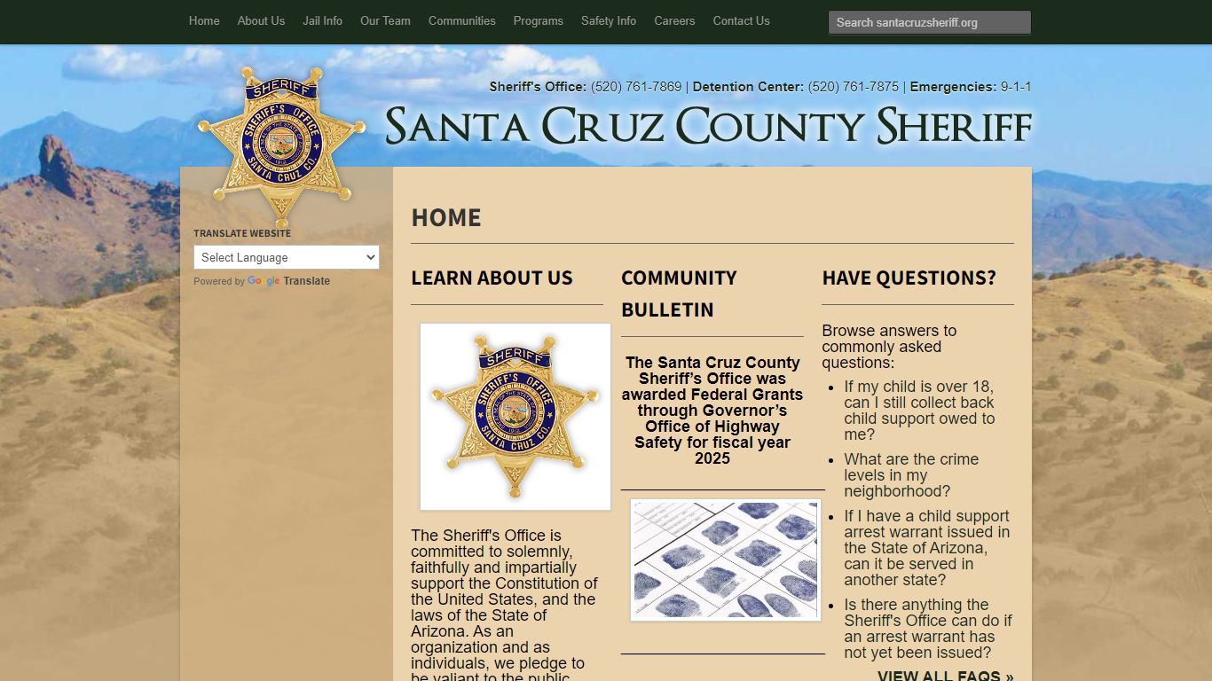 Home :: Santa Cruz County Sheriff - Santa Cruz, AZ