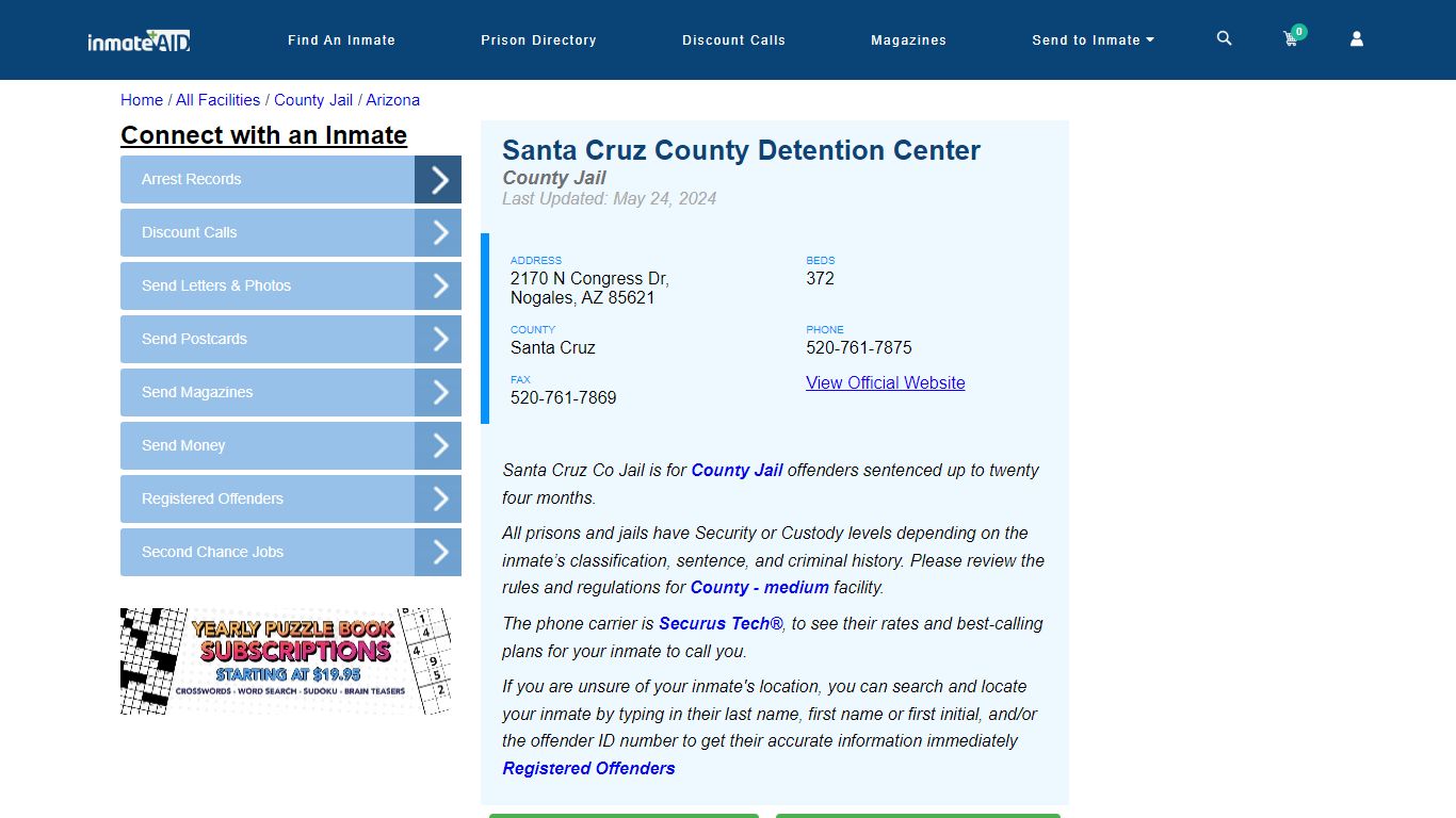 Santa Cruz County Detention Center - Inmate Locator